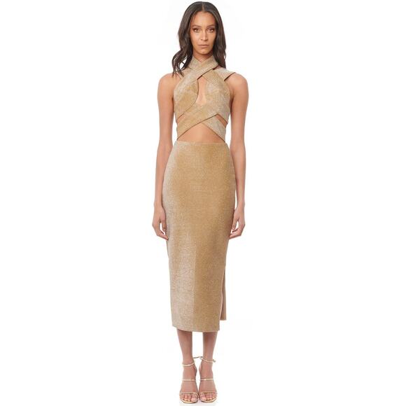 Eliya The Label Dresses & Skirts - New Eliya The Label NWT Tamara Gold Midi Dress Size Large